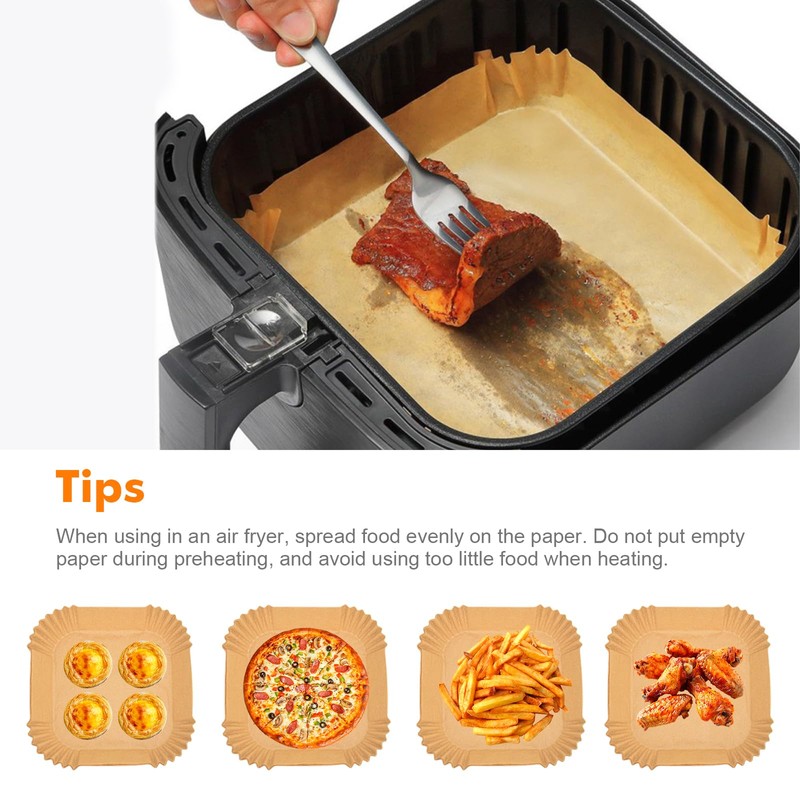 GRIFEMA Square Air Fryer Paper for Cosori Cecotec 2-4 L,