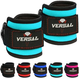 VERSAL Ankle Straps for Cable Machines Attachment Gym Ankle Cuff 7mm Padded Double D Weight Lifting Ankle Strap for Men Women,Glute Workouts,Leg Extensions,Curls,Booty Hip Abductors (Single, Cyan)