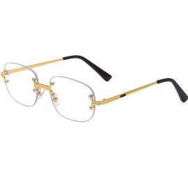 Rimless Sunglasses Men Gold Clear Lens Fashion Hip Hop Glasses UV400 Protection