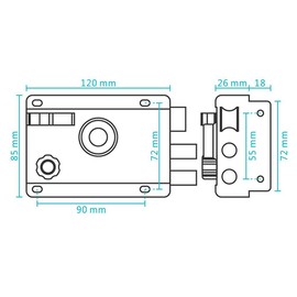 Exterior Door Lock, Night Latch, Stainless Steel Exterior Door Lock for Front Door, High Security for Your Home or Workplace with 5 Keys (Right Open with Side)