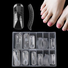 BOXOB 120pcs Polygel Nail Forms Kit, Toe Dual Forms Reusable Nail Extension Molds for Poly Gel DIY Home Pedicure & Salon Use