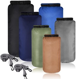 6 Pieces Waterproof Dry Bag Set Dry Bags Lightweight Airtight Combination Set with 20 L 15 L 10 L 8 L 5 L 3 L Bags and Long Adjustable Shoulder Straps for Kayaking, Dark colour, /