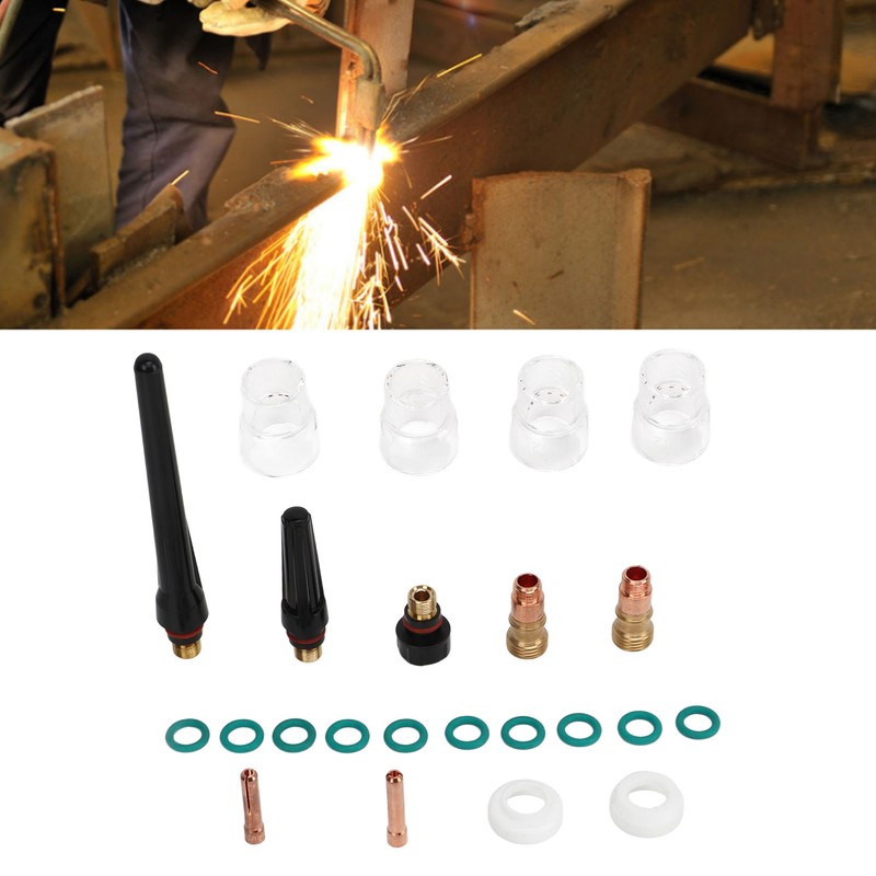 23Pcs TIG Welding Accessory Set Glass Cup Connector Electrode Clamp