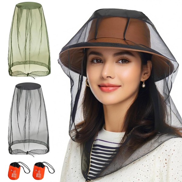 Rolzchoy Mosquito Head Net 2 Pack with Carry Bags, Ultra