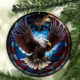 Bald Eagle Patriotic Christmas Ornament 2024, American Flag Bald Eagle Christmas Hanging Ornaments, Eagle Christmas Tree Holiday Decor, American Patriotic Ornament Best Gifts for Winter Holiday