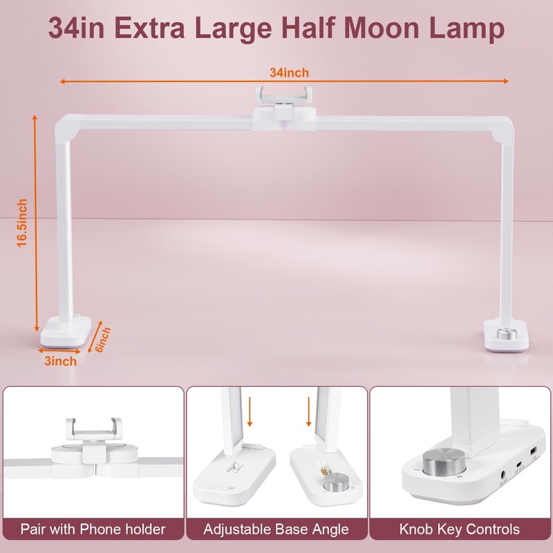 iVict Nail Desk Lamp, 34" Nails Tech Light with Phone