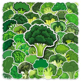 Broccoli Stickers 50 Pcs Cute Waterproof Vegetables Sticker for Water Bottles Laptop Scrapbook Car Skateboard Computer Phone Bumper,Vinyl Cartoon Funny Sticker for Teens Girls Kids