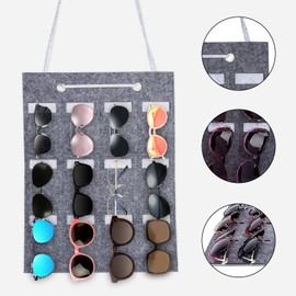 MplehDa Sunglasses Organizer Storage Wall Mounted Hanging Sunglasses Organiser 15 Slots Felt Hanging Glasses Storage Pockets Glasses Storage Organizer Holder for Sunglasses