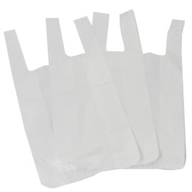 100 White Plastic Polythene Vest Style Carrier Bags - Supermarket Size 11 x 17 x 21" Shopping Gift Boutique Cash N Carry Market Stall