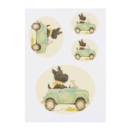 4 x 'Cute Scottish Terrier Driving' Temporary Tattoos - Water Resistant, Skin-Safe, Non-Toxic Transfers, Mixed Sizes (TO00082792)