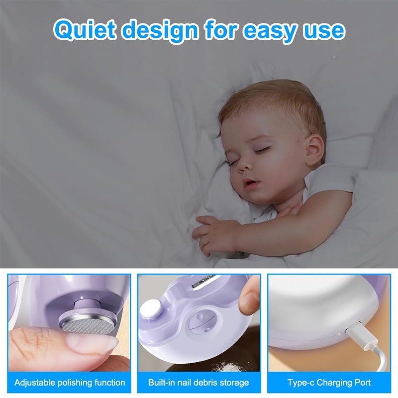 Electric Nail Clippers, Anti-Splash File Function (Purple)