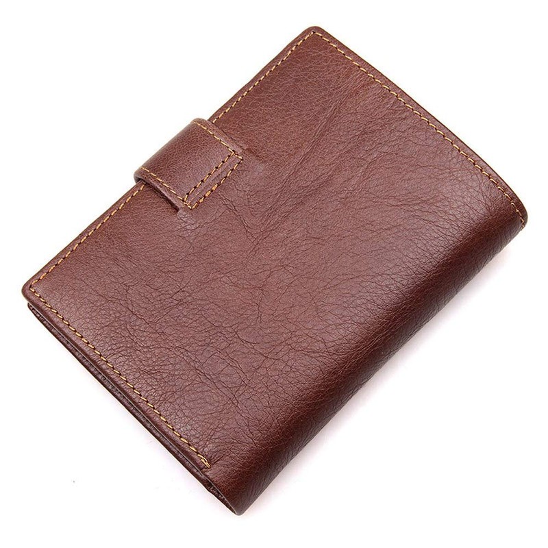 Genuine Leather Trifold Wallet RFID Blocking Anti Scan Zip (Coffee)