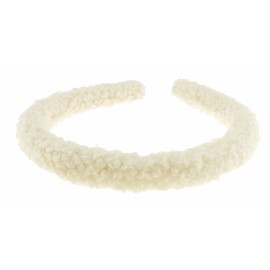 Girls Women Thin Narrow Winter Fluffy Plush Fabric Everyday Work School Gym Yoga Headband Alice Band Alice Band Hair Accessories Hairband Christmas Birthday Wedding Bridesmaid (Cream)