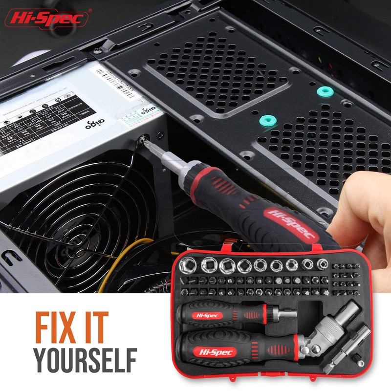 Hi-Spec 61pc 1/4” Hex Driver Bits & Socket Set with