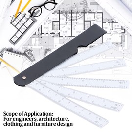 Entatial 20cm Fan Shaped Folding Multiscale Measuring Ruler Black Plastic Modern Fashion Design Furniture Interior Design Environmental Art