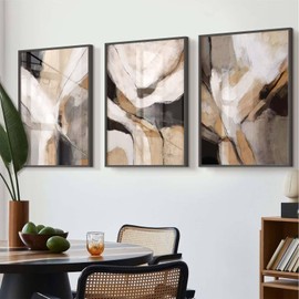 Black Brown Abstract Wall Art Grey Black Brown Canvas Pictures Brown Modern Artwork Brown Orange Wall Art Brown Abstract Picture Black Brown White Paintings Abstract Art Prints 16x24inch Unframed