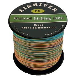 LinHiver Braided Fishing Line, Strong Power, Great Abrasion Resistance, Thin Diameter, No Stretch, Low Memory and High Sensitivity(547Yds, 20LB, 4 Strands, Multi Color)