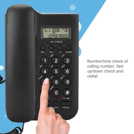 CCYLEZ Landline Telephone, Corded Base Telephone, Wired Desk Telephone, Phone with Large Buttons, with Redial Function and Display, for Office, Home and Hotel (Black)