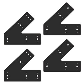 Andorm 4pcs 10x3 45 Degree Angle Steel Flat Plate Pergola Bracket Heavy Duty for Wood 4x4, 6x6 Lumber Powder Coated, Truss Framing Bracket, Post Mending Plate Black