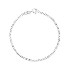 Modabilé Women's Delicate 925 Sterling Silver Bracelet (15 - 22 cm, 1.85 mm Wide), Curb Chain, without Pendant, with Case, Made in Europe, Silver, grey