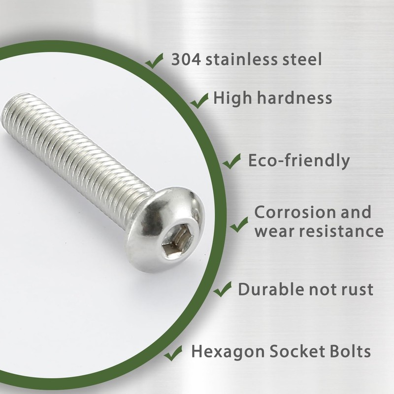 AMLOOPH M5 Bolts, M5 X 20mm Hex Socket Button Head