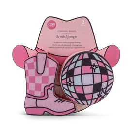 Core Home Decorative All-Purpose Cleaning Dish Scrub Sponge Polyester Cowgirl Disco Pack of 2