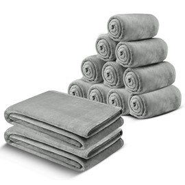 IR Imperial Rooms Fleece Blanket 12 Pack Twin Size 60 x 80 Inches - Soft Fluffy Throw Blanket for Sofa and Bed - Warm and Cozy Lightweight 400 GSM Microfiber Bed Throws Blankets (Twin, Light Grey)