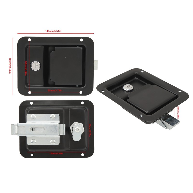 Tool Box Handle Latch with 2 Keys Flush Mount Steel