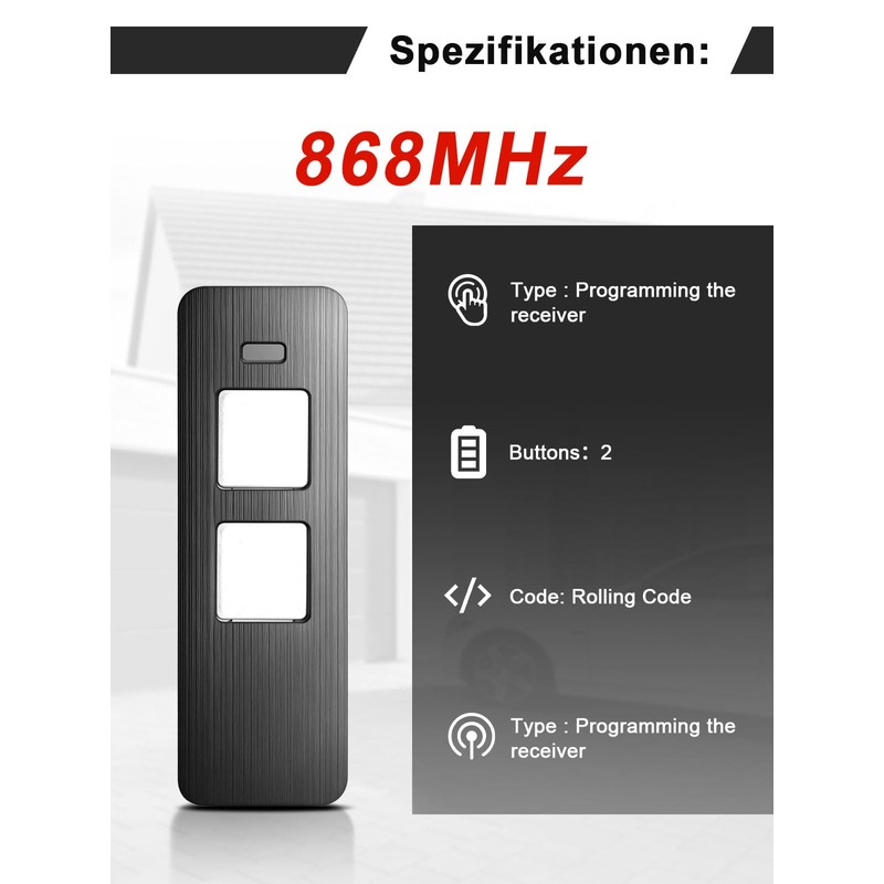 Wvoillty 868 MHz Garage Door Remote Control for Summer Handheld