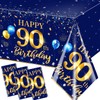 GREHUMOR 90th Birthday Decorations Men-3pcs Navy Blue Birthday Table Covers