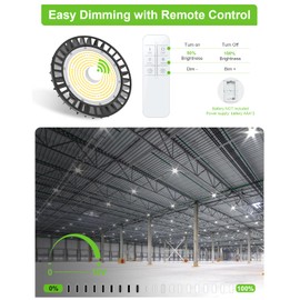 OPENLUX 240W UFO LED High Bay Light Dimmable with Remote Control 36000lm 5000K UFO ETL DLC Listed High Bay LED Shop Lights for Warehouse Garage AC 100-277V