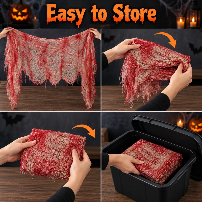 2 pcs Halloween Bloody Gauze Decorations, Horror Bloody Cloth Door