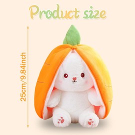 LGWJHCY Carrot Rabbit Cuddly Toy, 25 cm Plush Rabbit Carrots, Flip Plush Toy, Stuffed Toy, Plush Rabbit Hide and Seek Game, Cuddly Toy, Easter Bunny Doll, Gift for Children