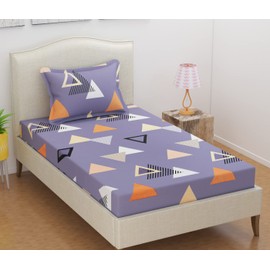 BSB HOME Cotton Yellow with Animal Printed Single Bedsheet Special for Kids with 1 Pillow Cover TC 180-Cream