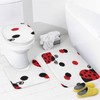 Cute Red Ladybug 4 Piece Shower Curtain Sets, Non-Slip Rugs,