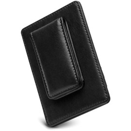 Bosca Italian Leather Men's Wallet with Money Clip - Hand-Stained Old Leather Italia Front Pocket Wallet For Men, Magnetic Clip, Gift-Ready Packaging, Black