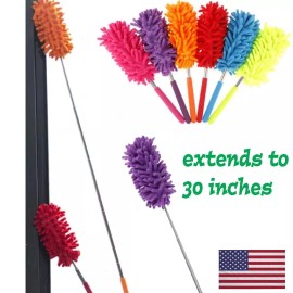 batterygallery Extendable Soft Microfiber Duster Dusting Brush Cleaning Tool Washable - Purple
