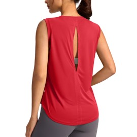 Soothfeel Womens Workout Tops for Women Sleeveless Tennis Yoga Shirts Lightweight Loose Athletic Running Tank Tops Red XS