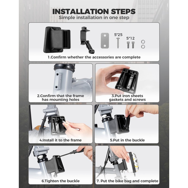 ROCKBROS Handlebar Bag for Brompton Waterproof Frame Bag Folding Bike