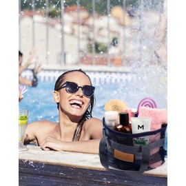 EIMMBD Hanging Shower Bag, Shower Caddy Portable Larger Capacity With Handle, Shower Caddy Bag College Dorm Room Essentials, Mesh Shower Caddy for Camp Dorm Travel Gym(Navy)