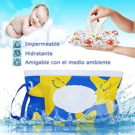 6 Estuche Dispensador de Toallitas Húmedas para Bebés, Porta Toallitas Contenedor Rellenable Limpieza Bebes Niños Estuche Portátiles Diseño Ligero para Exteriores