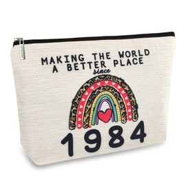 40th Birthday Gifts Ideas for Women Her Makeup Bag, Funny 1984 Anniversary 40 Year Old Birthday Decorations Party Favors for Mom, Wife, Sister, Best Friend, Mothers Day, Christmas, Small Cosmetic Bags