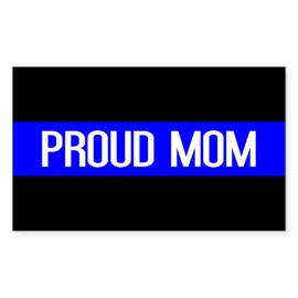 CafePress Police: Proud Mom (Thin Blue L Rectangle Bumper Sticker Car Decal