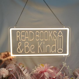 Read Books And Be Kind Neon Sign Pencil Neon Light Student LED Neon Light Colorful Neon Light Up Sign Suitable for Classroom Bookstore Library Museum Study Room (15.4"*7.8")