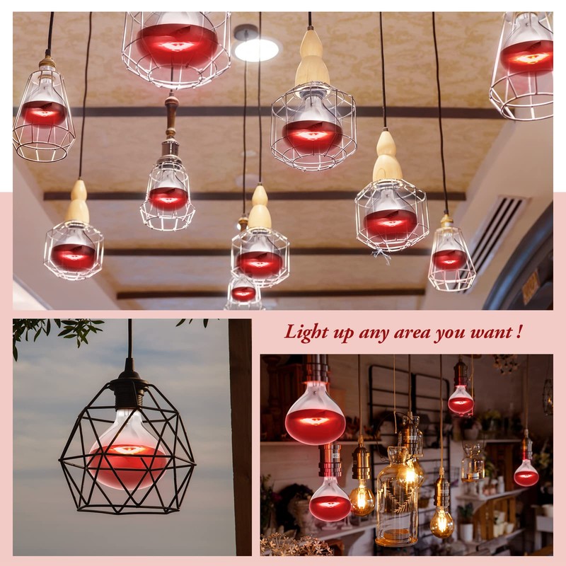 Treela 6 Pcs 110V Red Infrared Bulbs Medium E26 Base,