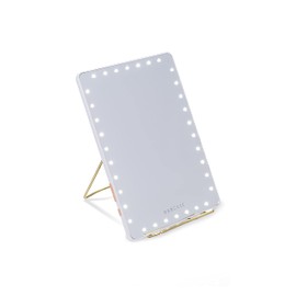 DARCASE Portable Makeup Touch Mirror 24k Gold Plated Base Adjustable LED Strong Battery Solár and USB-C Rechargeable Lightweight Luxury Cosmetic Mirror