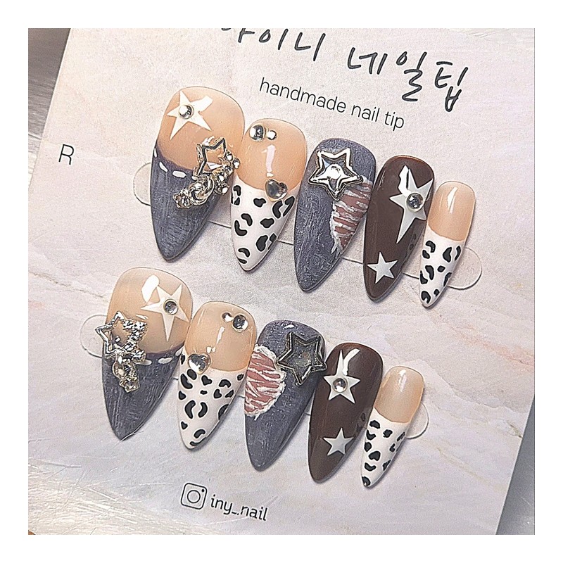 [In-store special discount] The ultimate trendy Y2K denim handmade nail
