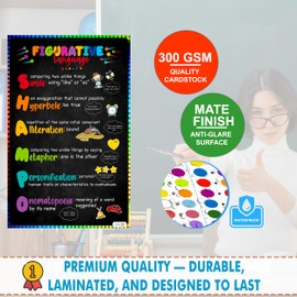 The Writing Process Poster for Classroom, Figurative Language Posters for English Class, Grammar Educational Poster for Classroom - E-L-A Decor for Elementary, Middle School 16x24