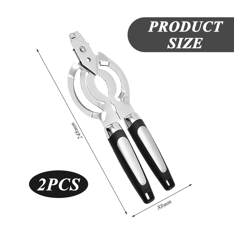 2 Pieces Manual Can Opener, Stainless Steel Cap Opener, Multifunctional