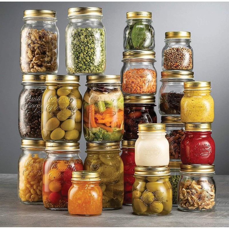 Bormioli Rocco Quattro Stagioni Small Glass Mason Jars 8.5 Ounce
